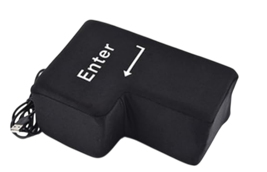 Giant USB big Enter key stress relief toy for desk — plush oversized keyboard button