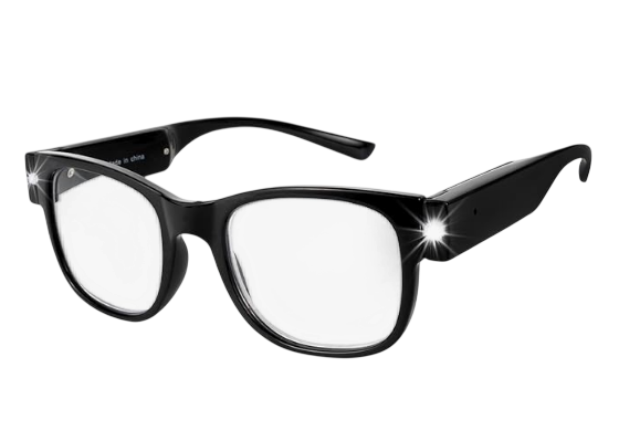 OuShiun USB rechargeable LED reading glasses with bright built-in side lights